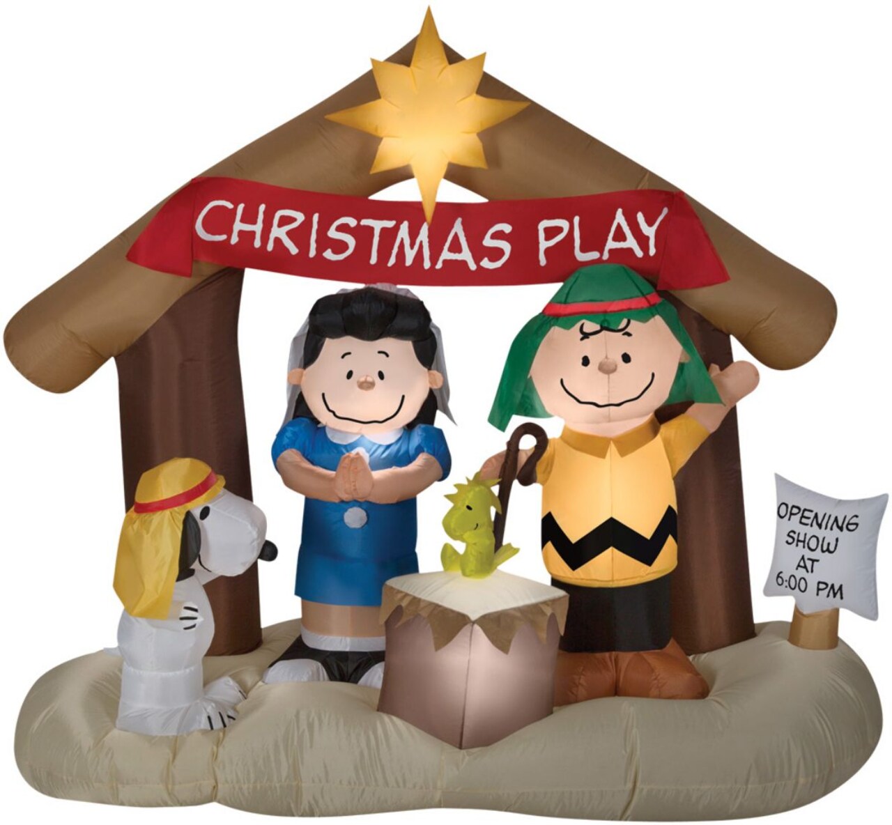 The Costume Center 69" Brown and Red Inflatable Lighted Peanuts Nativity Scene